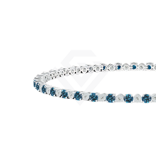 5ct Blue & White Lab Diamond Tennis Bracelet in 9ct White Gold