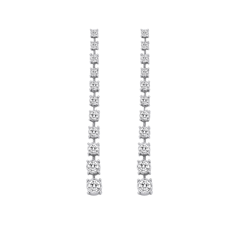 1.5ct Diamond Long Drop Earrings In 18ct White Gold