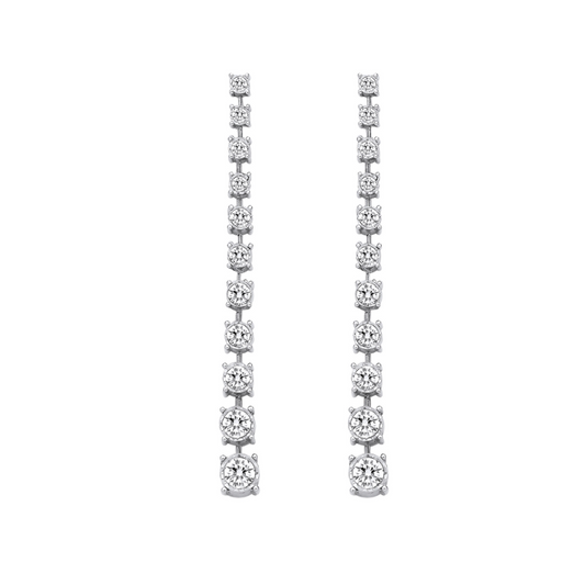 1.5ct Diamond Long Drop Earrings In 18ct White Gold