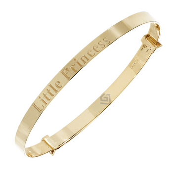 9ct Yellow Gold Expandable 'Little Princess' Baby Bangle