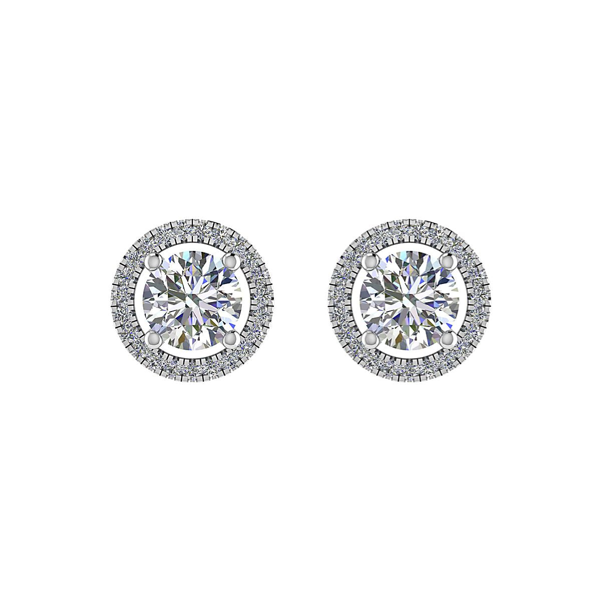 Lab Diamond Round Halo Stud Earrings (1ct - 4ct)