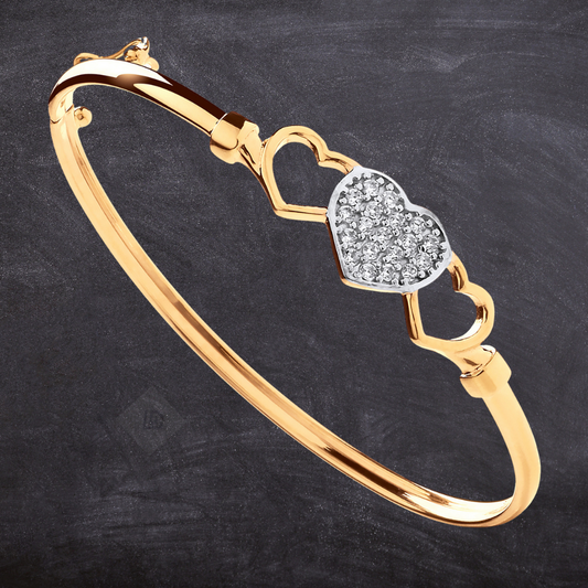 9ct Yellow Gold Three Hearts CZ Baby Bangle