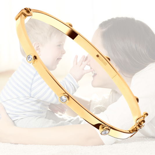 9ct Yellow Gold Hollow Oval CZ Baby Bangle