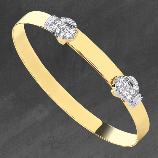9ct Yellow Gold CZ Boxing Gloves Expandable Baby Bangle