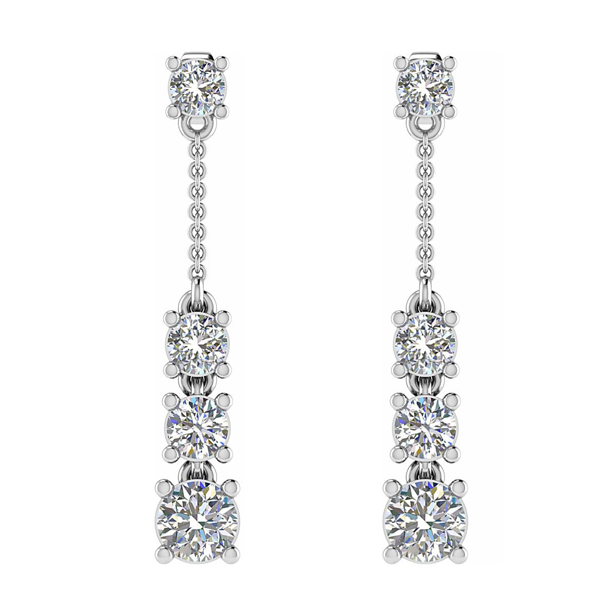 2.5ct Round Trilogy Drop Earrings