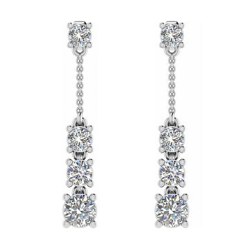 2.5ct Round Trilogy Drop Earrings