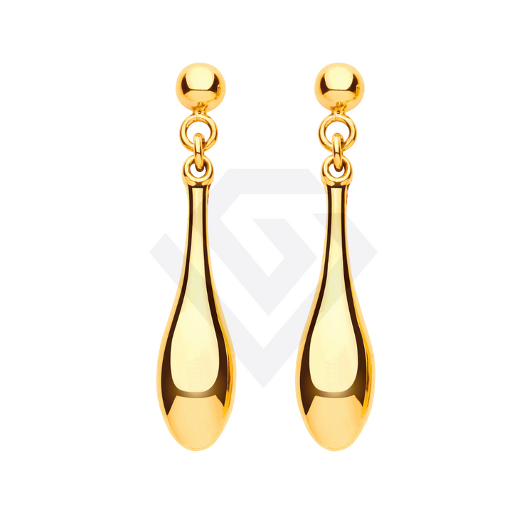 9ct Yellow Gold Hollow Drop Earrings
