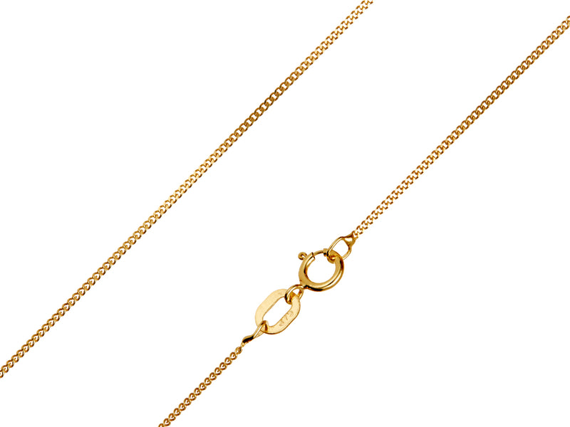 9ct Yellow Gold 0.8mm Diamond Cut Curb Chain