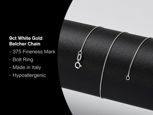 9ct White Gold 1.4mm Diamond Cut Curb Chain-Hallmarked