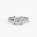 The Twisted Pavé Solitaire engagement ring in white gold with an Asscher-cut centre stone