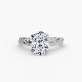 The Twisted Pavé Solitaire engagement ring in white gold with an oval centre stone