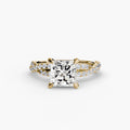 The Twisted Pavé Solitaire engagement ring in yellow gold with a princess-cut centre stone