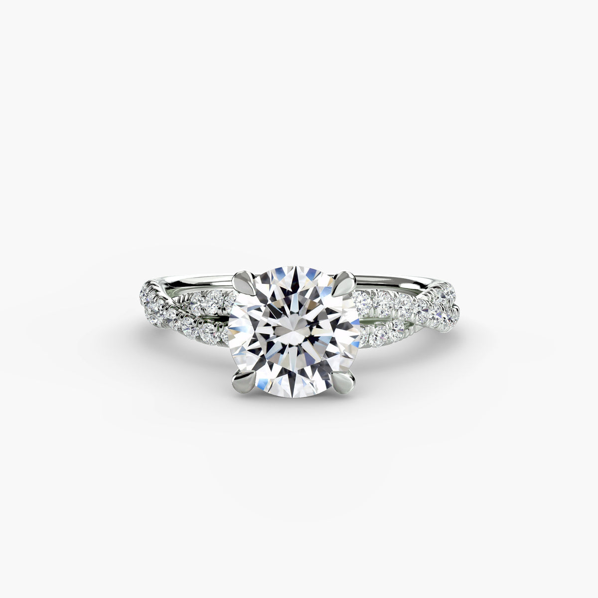 The Twisted Pavé Solitaire engagement ring in white gold