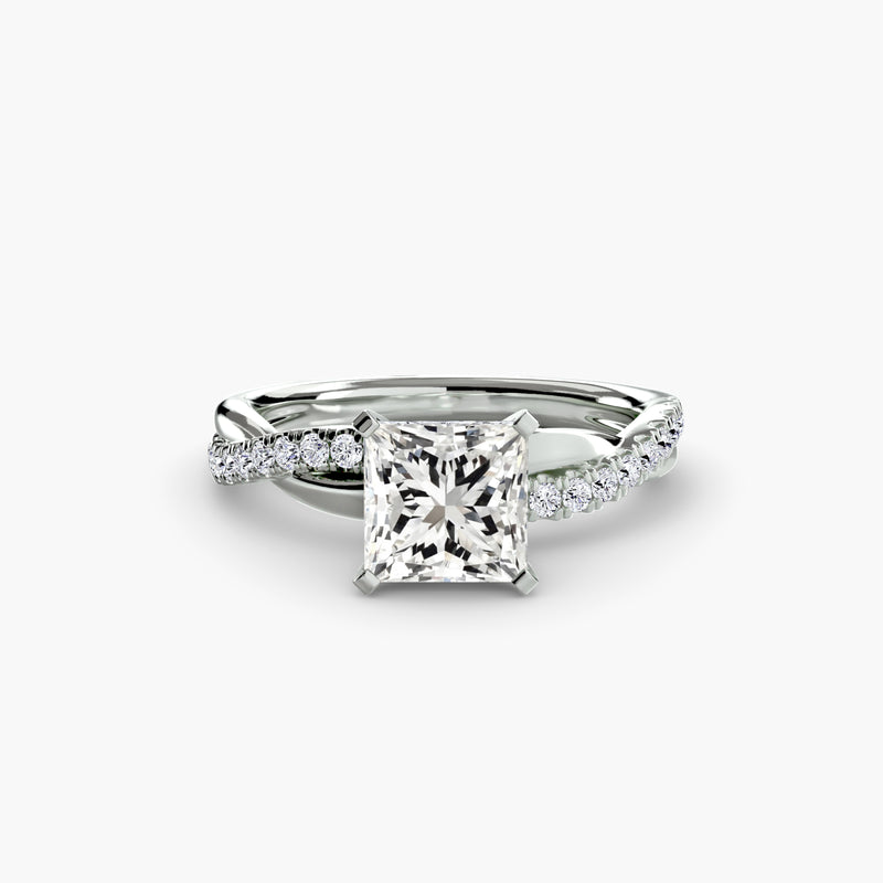 The Serpentine Twist Pavé Solitaire