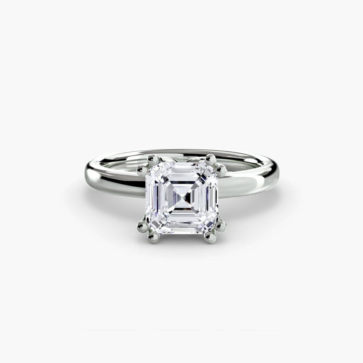 Solitaire ring in white gold with an Asscher-cut centre stone
