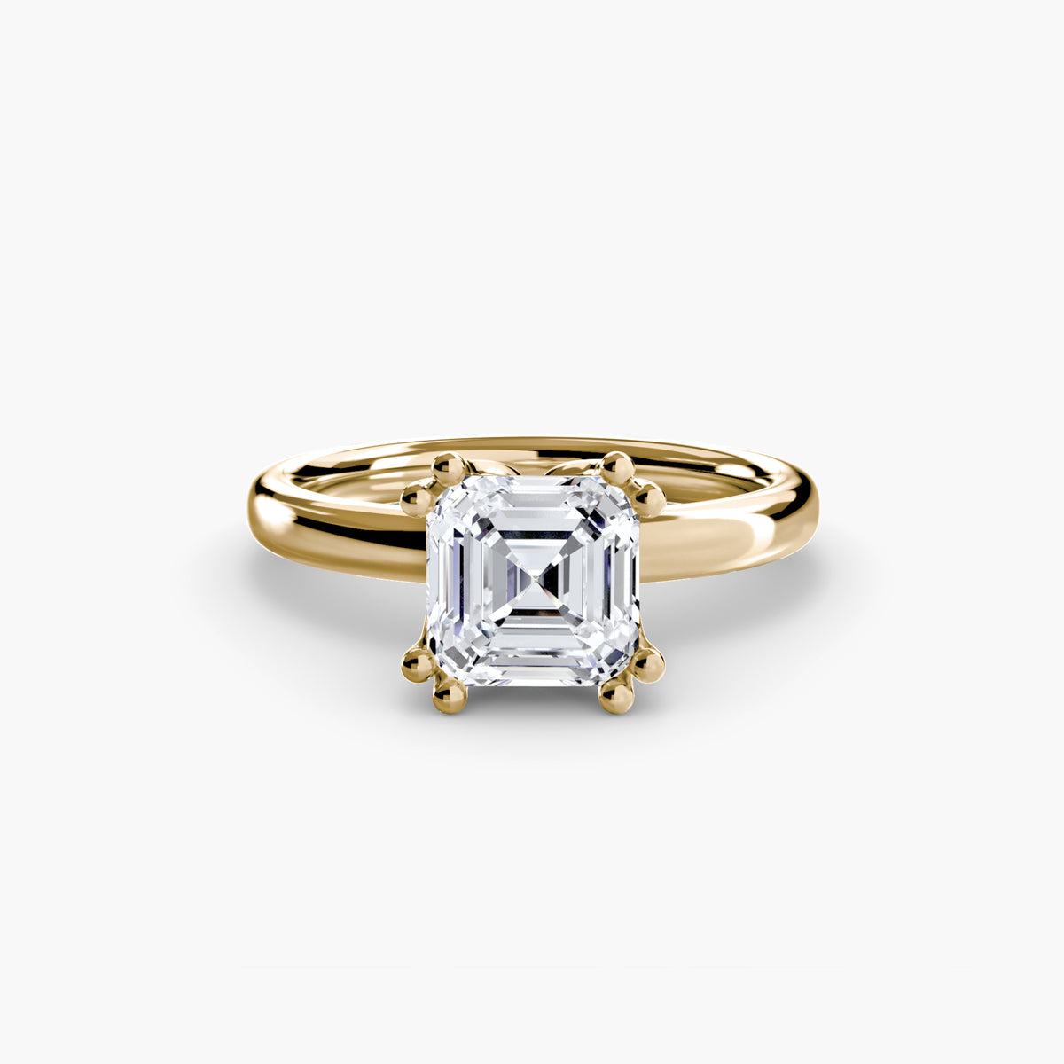 Solitaire ring in yellow gold with an Asscher-cut centre stone
