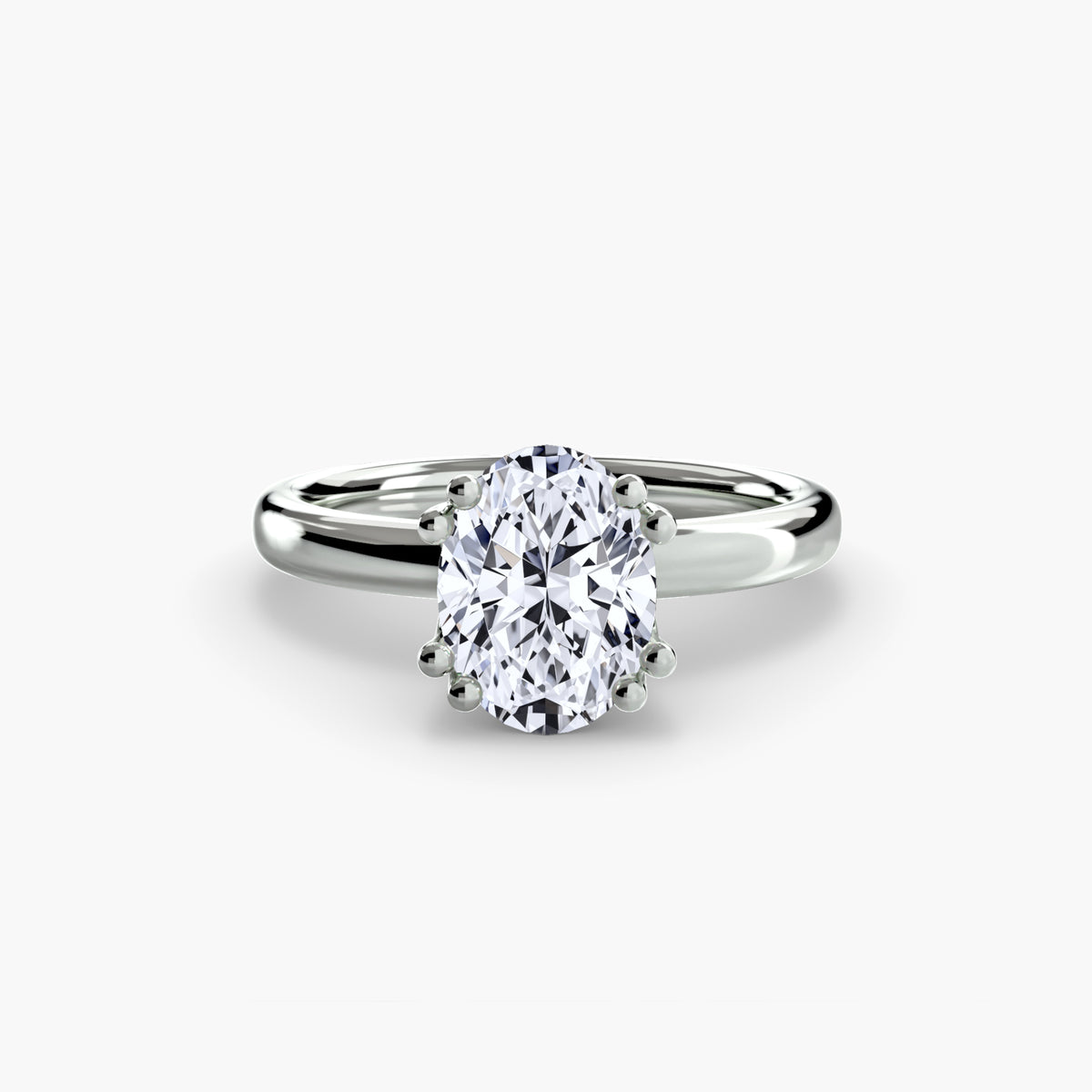 Solitaire ring in white gold with an oval centre stone