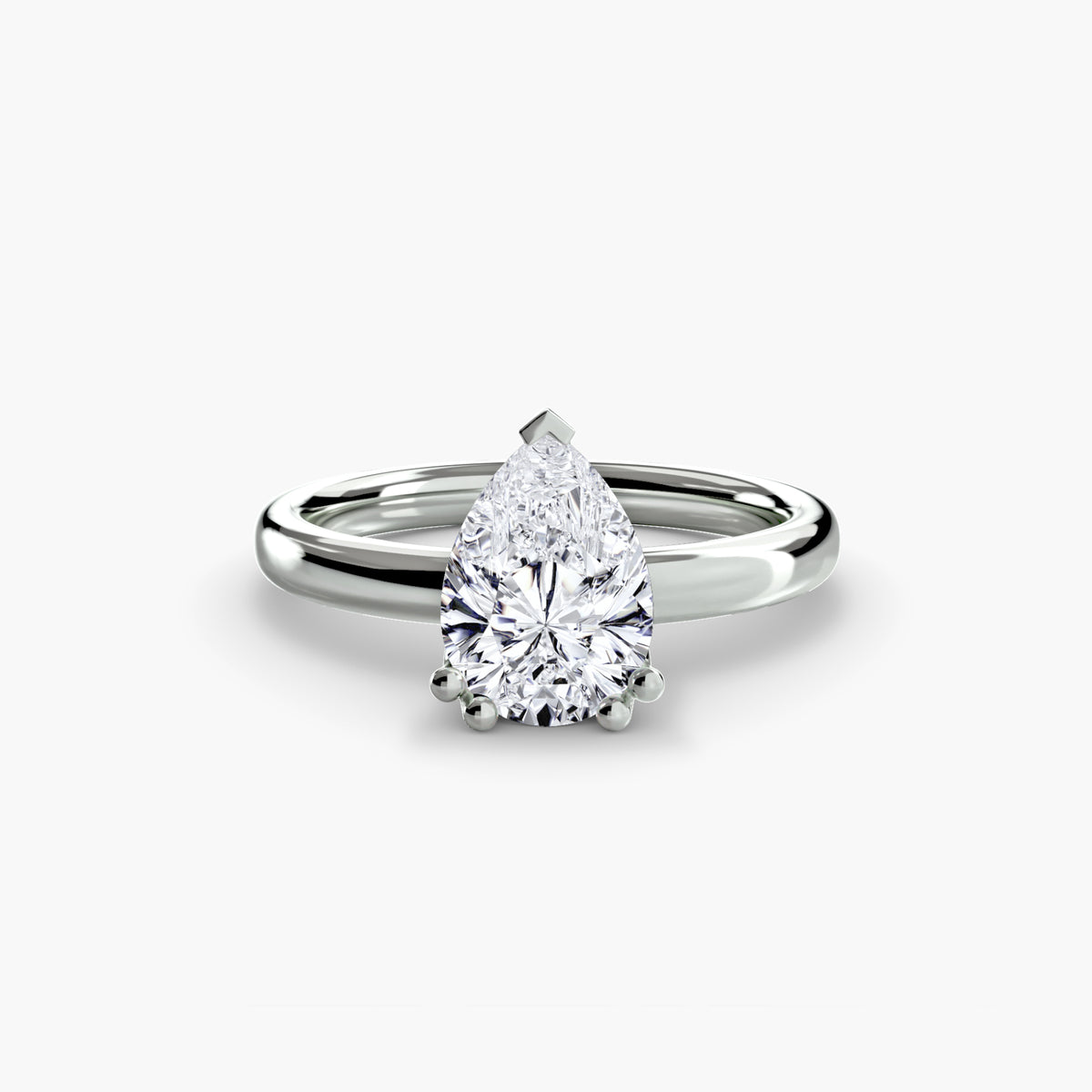Solitaire ring in white gold with a pear-shaped centre stone