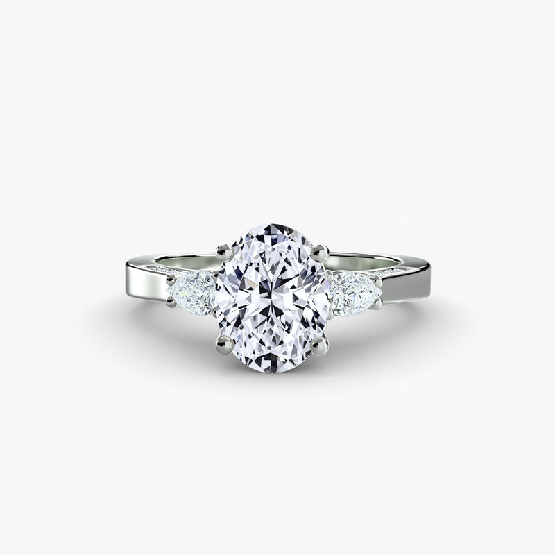 The Richmond Oval Three-Stone with Pavé Shoulders