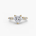 Solitaire with Eternity Pavé engagement ring in yellow gold with a heart-shaped centre stone
