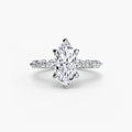 Solitaire with Eternity Pavé engagement ring in white gold with a marquise centre stone