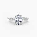 Solitaire with Eternity Pavé engagement ring in white gold with an oval centre stone