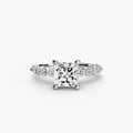 Solitaire with Eternity Pavé engagement ring in white gold with a princess-cut centre stone