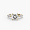 Solitaire with Eternity Pavé engagement ring in yellow gold with a princess-cut centre stone