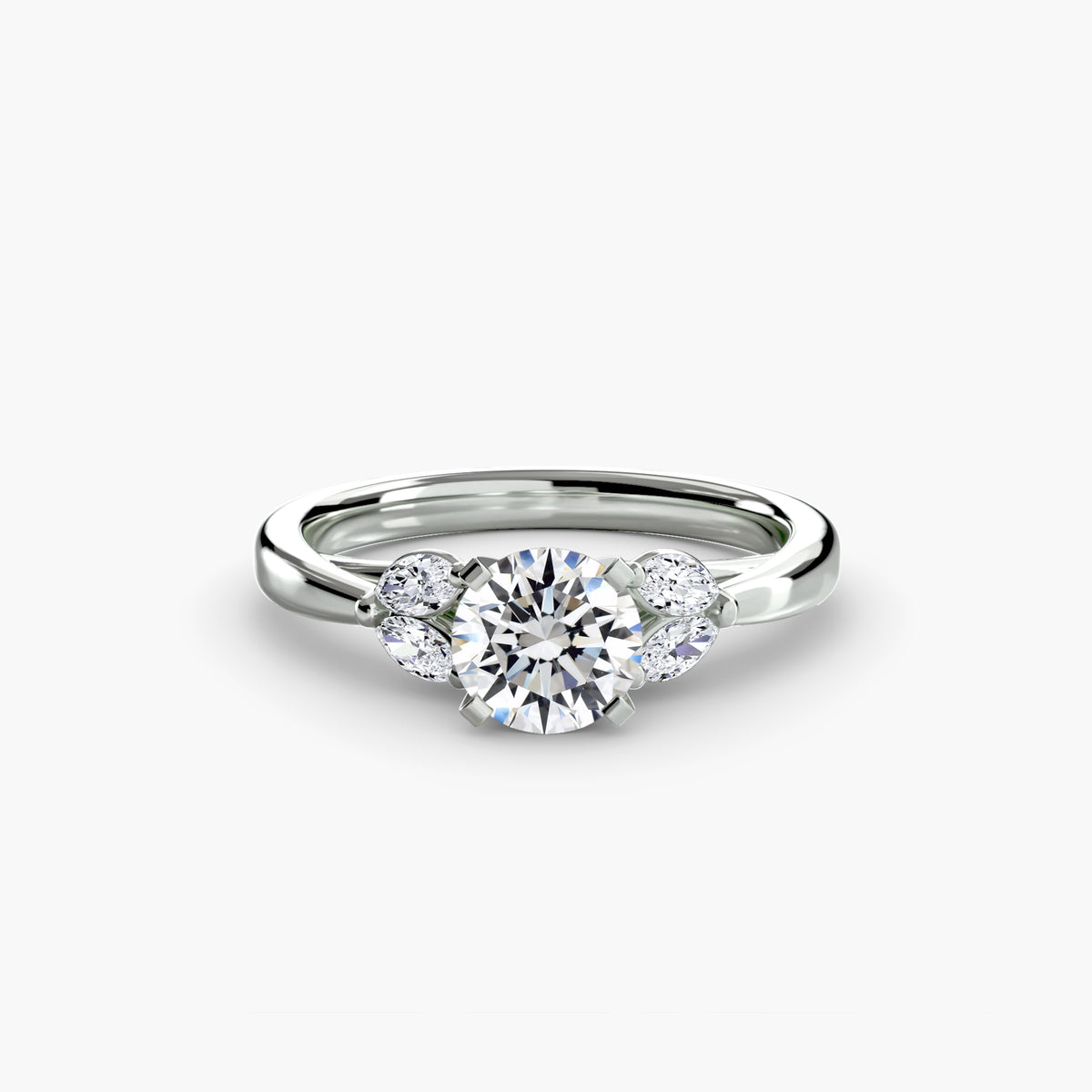 The Celestial Cluster Ring in white gold with a round centre stone