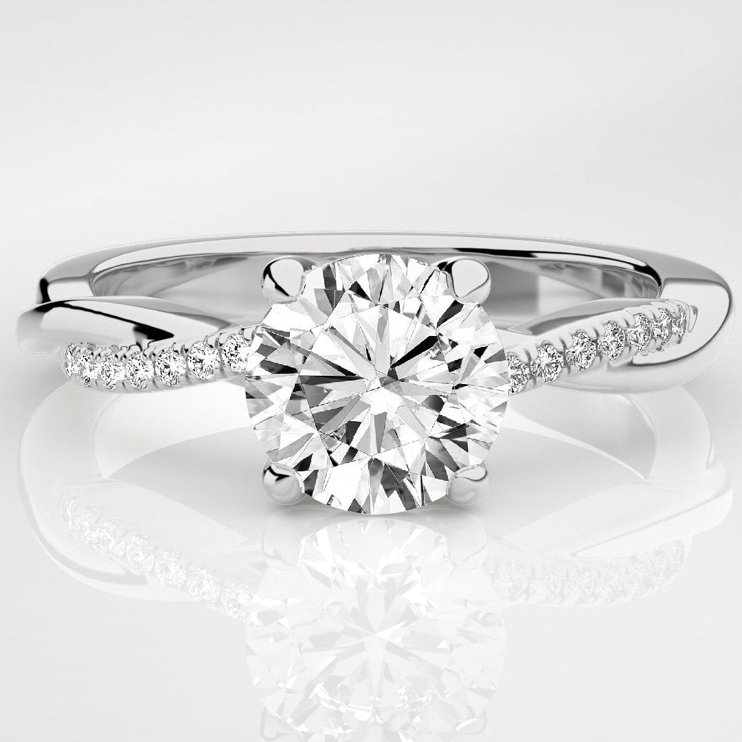 White Gold Round Crossover Shape Engagement Ring Setting