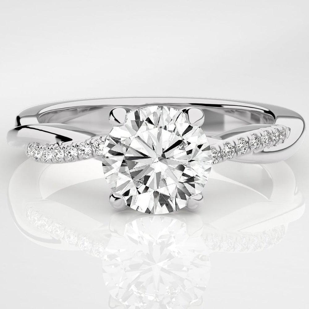 White Gold Round Crossover Shape Engagement Ring Setting