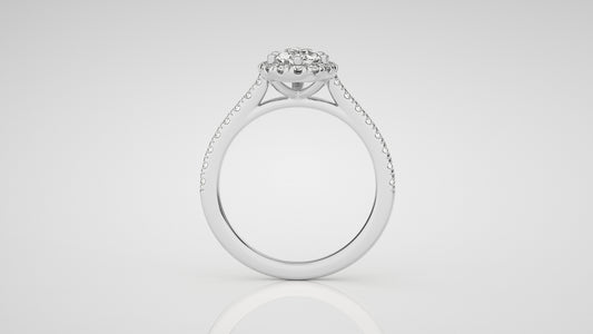 White Gold Pear Shape Halo Engagement Ring Setting