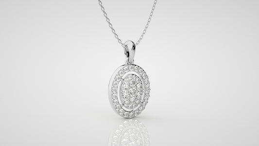 9ct White Gold 1ct Double Halo Necklace