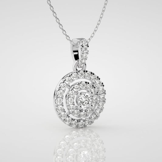 9ct White Gold 1ct Double Halo Necklace