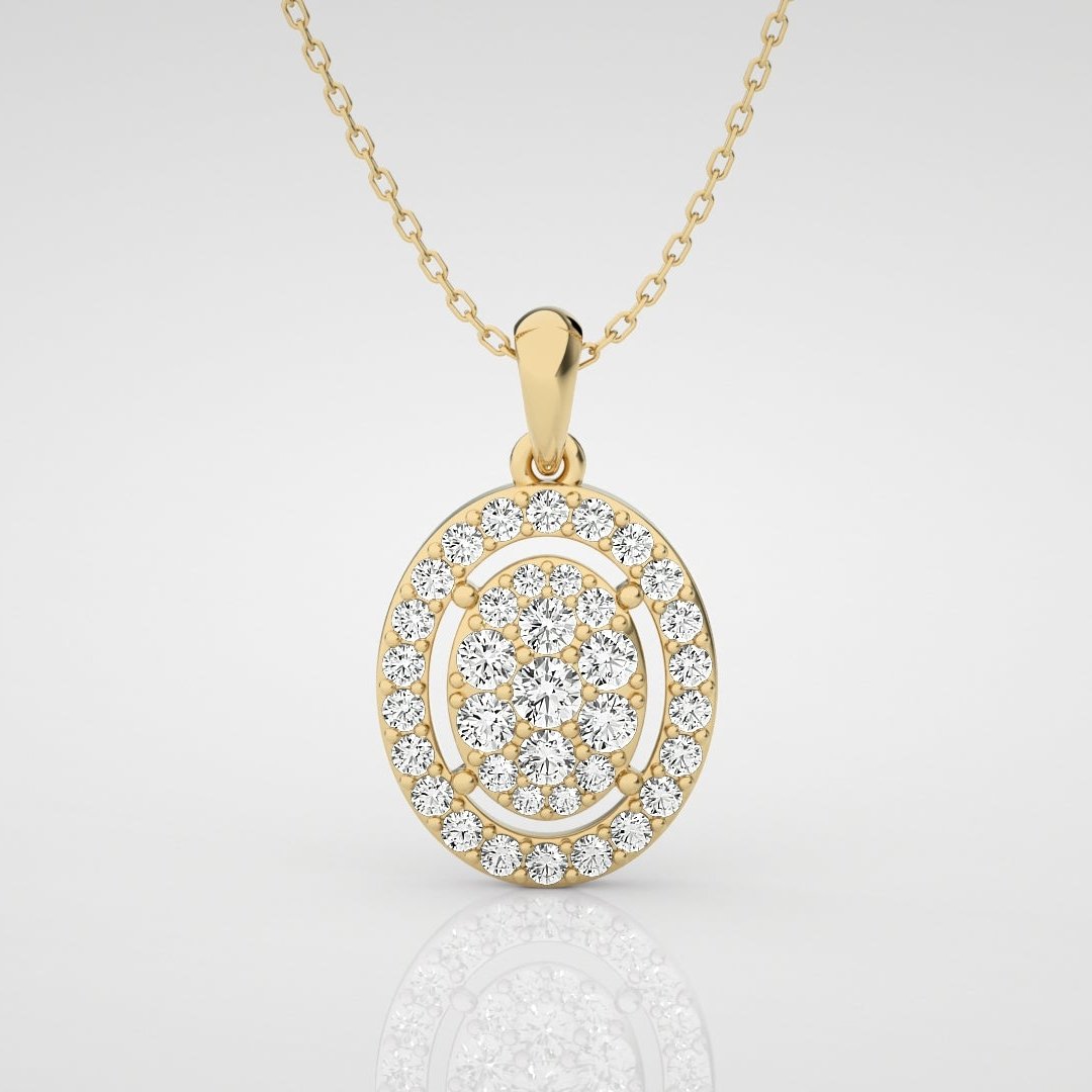 1ct Oval Shape Halo Diamond Necklace