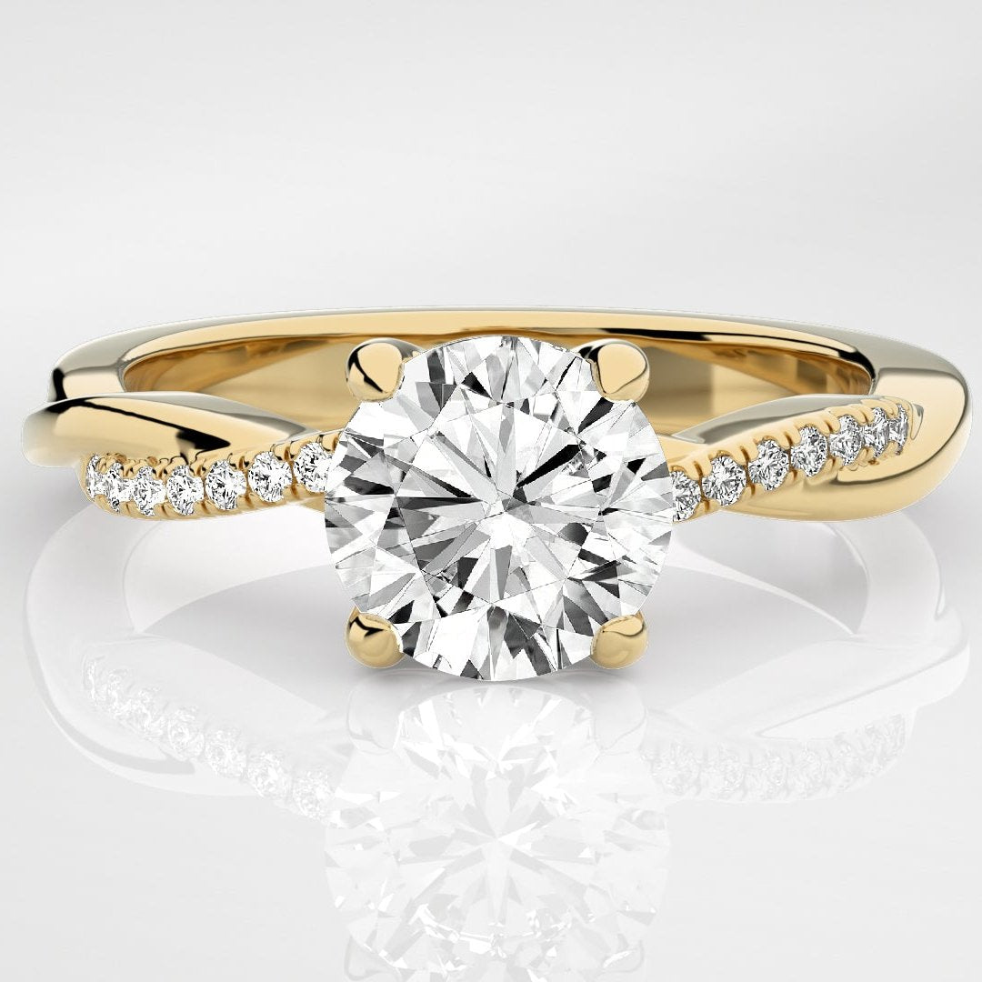 Yellow Gold Round Crossover Shape Engagement Ring Setting