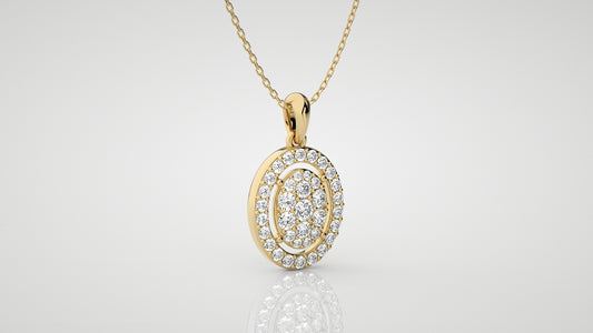 9ct Yellow Gold 1ct Double Halo Necklace