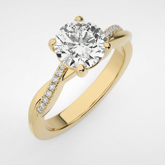 Yellow Gold Round Crossover Shape Engagement Ring Setting