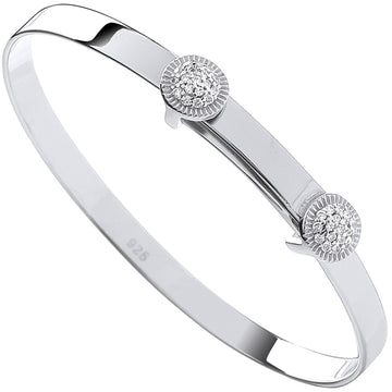 Sterling Silver Expandable CZ Round Studs Baby Bangle