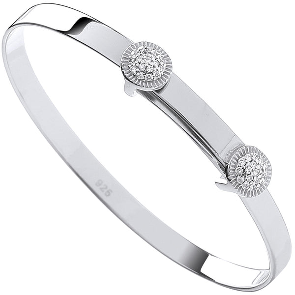 Sterling Silver Expandable Cubic Zirconia Expanding Baby Bangle