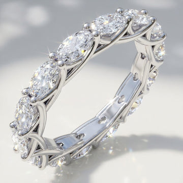 2ct Natural Oval Diamond Full Eternity Ring – Interwoven Claw Design
