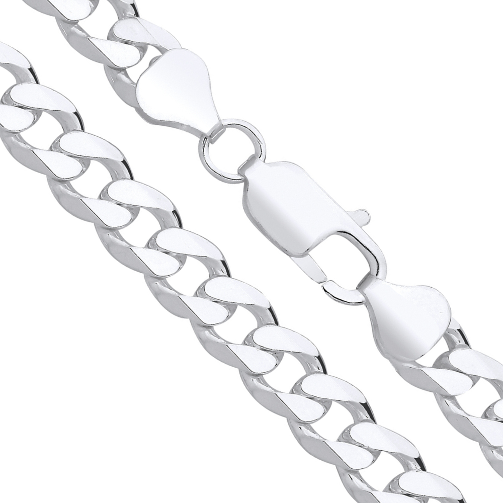 Sterling Silver 925 7mm Rectangular Curb Chain