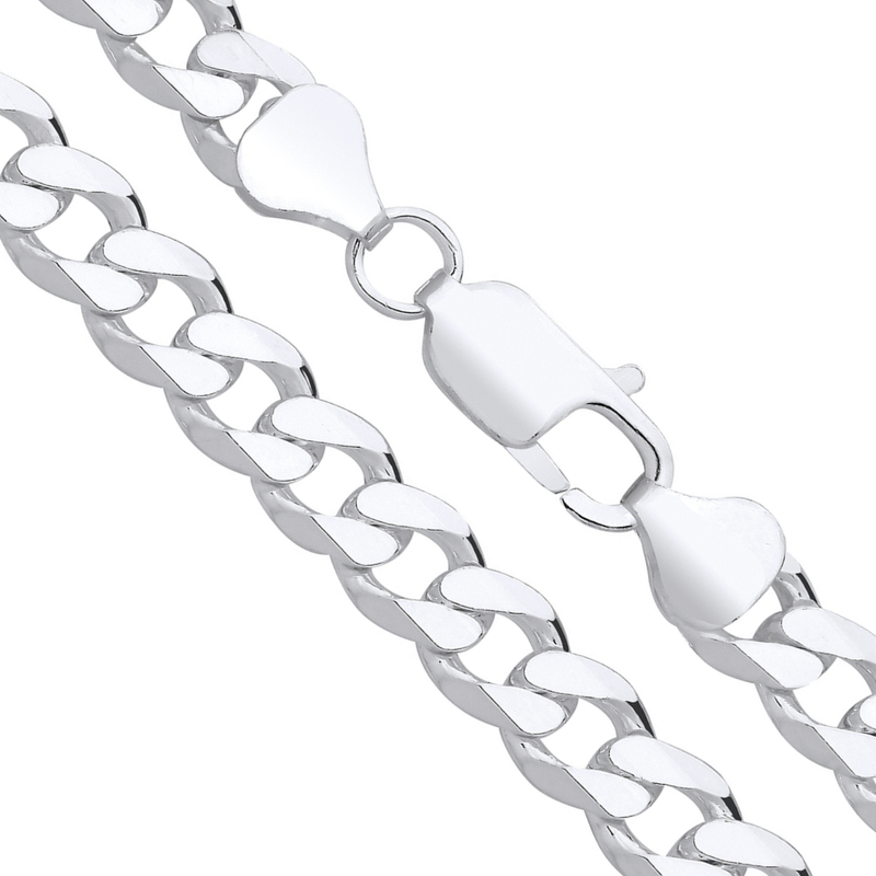 Sterling Silver 925 7mm Rectangular Curb Chain