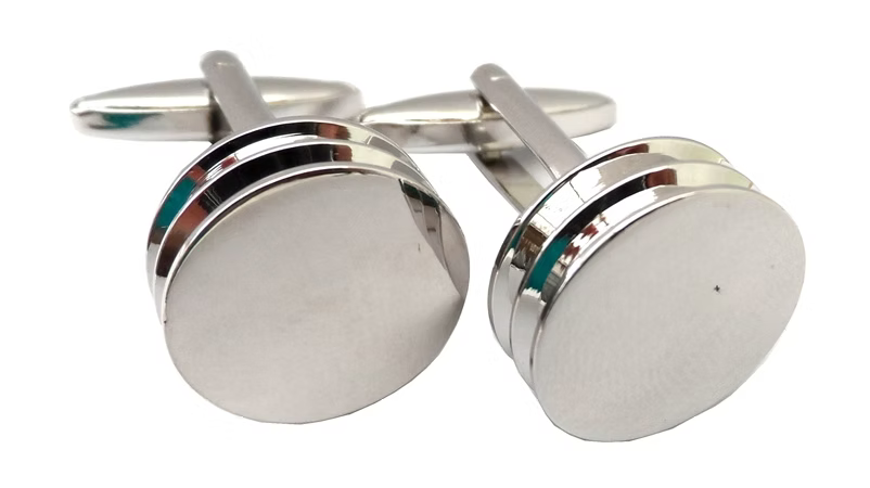 Classic Silver Plated Round Cufflinks (Optional Engraving)
