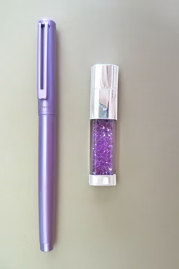 Set of Crystal USB & Matching Pen (Lilac)