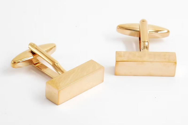 Yellow Gold Plated Bar Cufflinks (Optional Engraving)