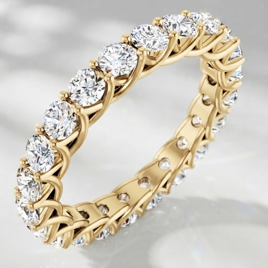 2ct Round Lab-Grown Diamond Full Eternity Ring – Crossover Design