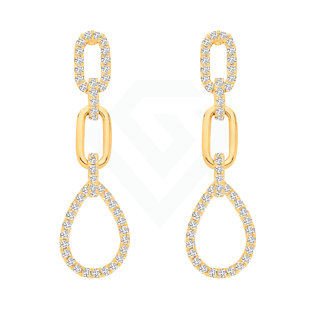 9ct Yellow Gold 0.80ct Natural Diamond Drop Earrings