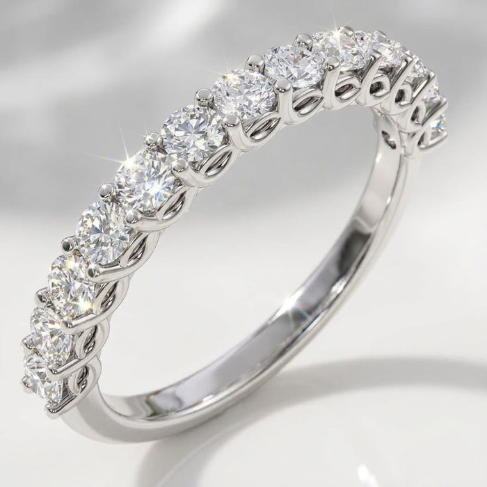 1ct Lab-Grown Diamond Half Eternity Ring – Round Detail