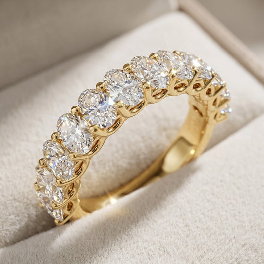 2ct Lab-Grown Diamond Half Eternity Ring – Oval Detail
